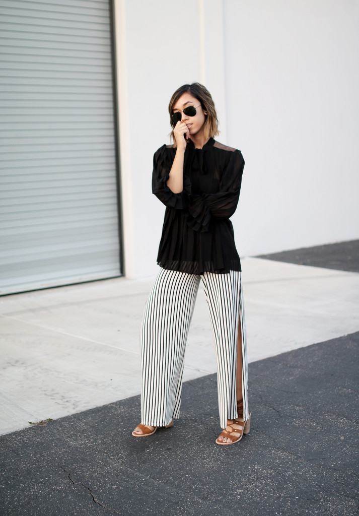 Stripe Side Slit Pants