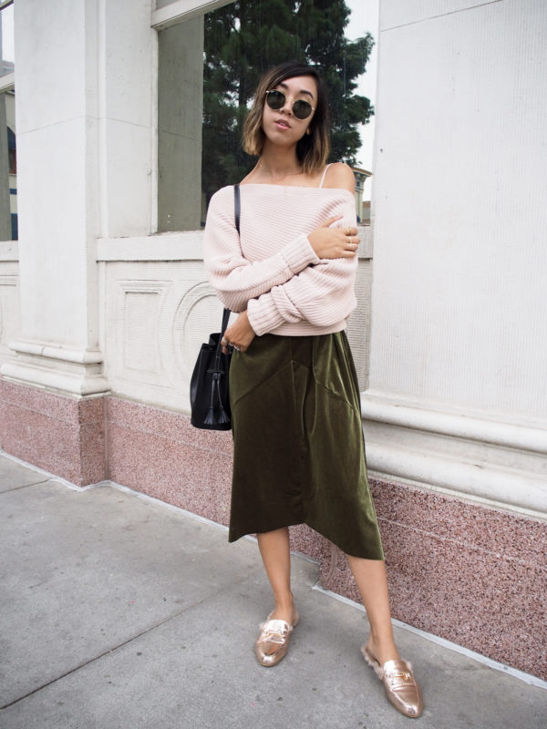 Green Velvet and Blush Knits